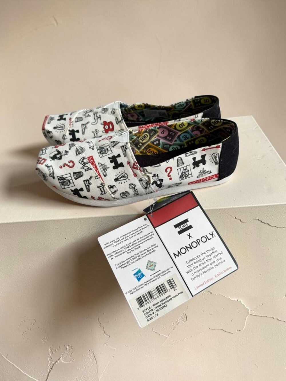 TOMS x Monopoly Women’s Game Board Flats Size 7.5 NEW NWT